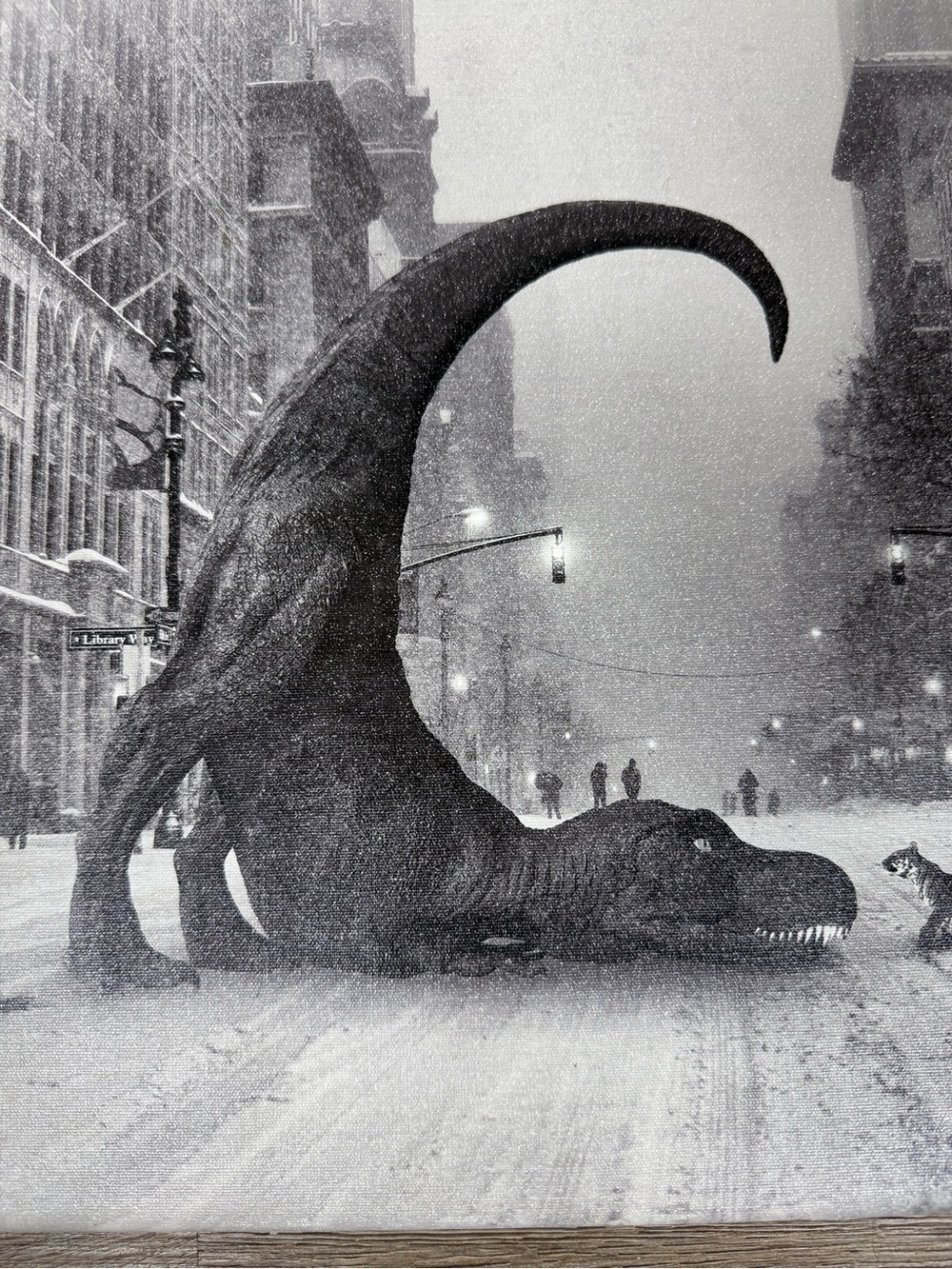 Black & White Dinosaur City Canvas Art - Picture 2 of 7